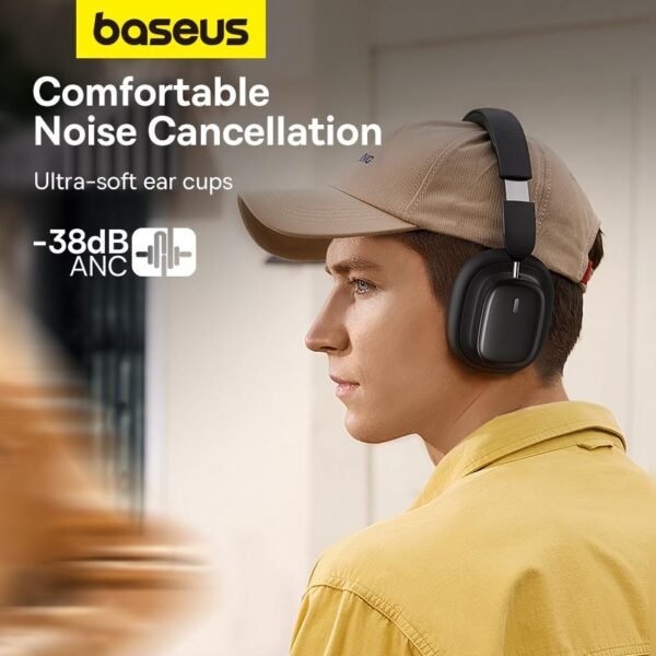 Baseus H1i Wireless Over-Ear Headphones ?C Active Noise Cancelling, Hi-Fi Sound - Image 4
