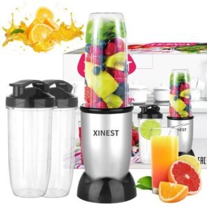 Xinest 500w Licuadora Portátil Con 2 Vaso De Plástico Color Plateado